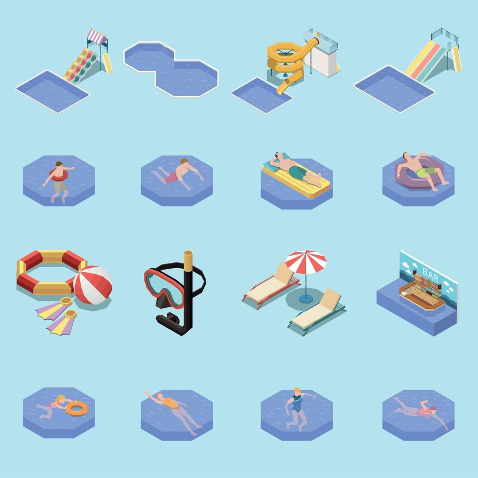 ilustração vetorial conjunto de ícones de parque aquático vetor