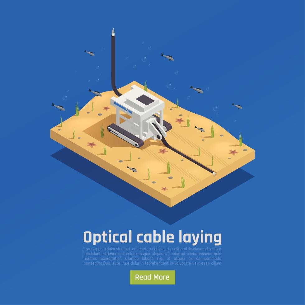 ilustração vetorial de composição de instalação de cabo subaquático vetor