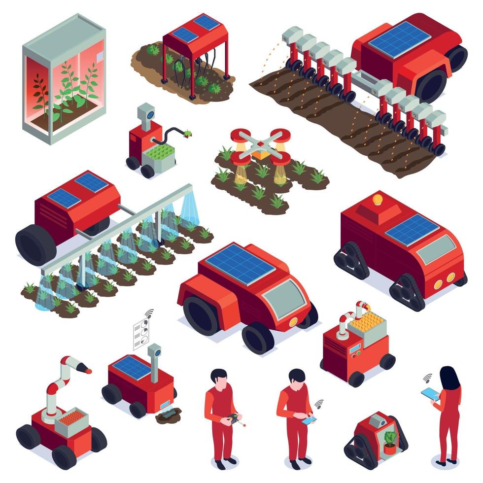 ilustração em vetor coleção ícones de automação agrícola