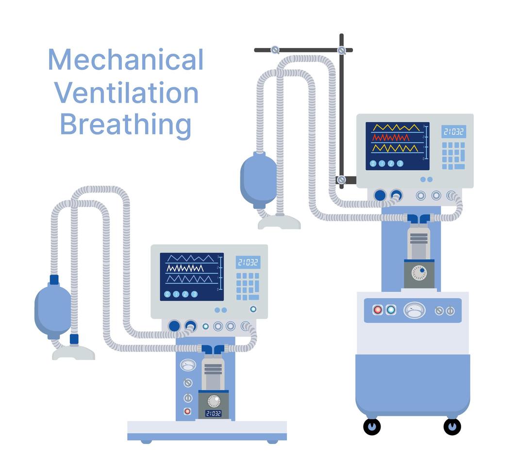 máquina de ventilação mecânica médica para dispositivo de equipamento vetor