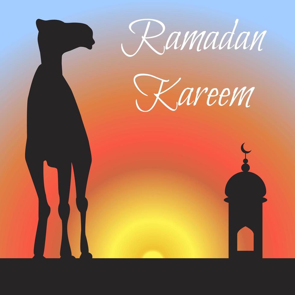 saudação do ramadã com camelo vetor