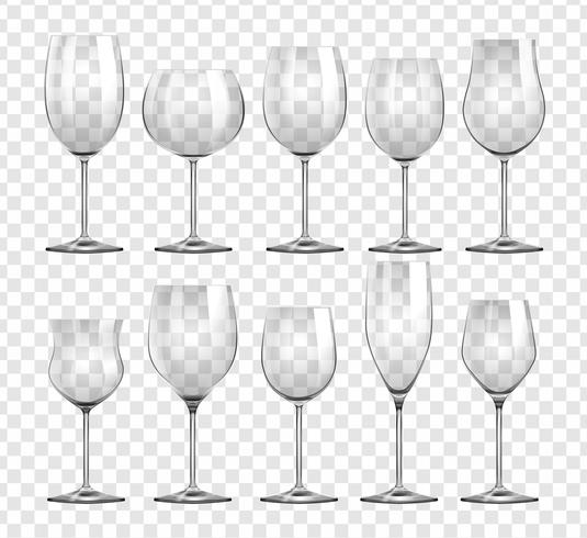 Diferentes tipos de copos de vinho vetor