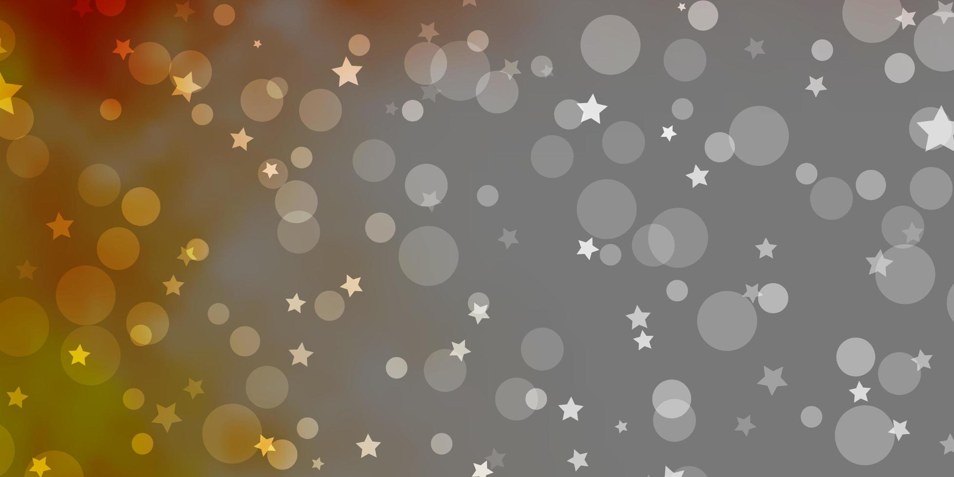 pano de fundo vector laranja claro com círculos, estrelas.