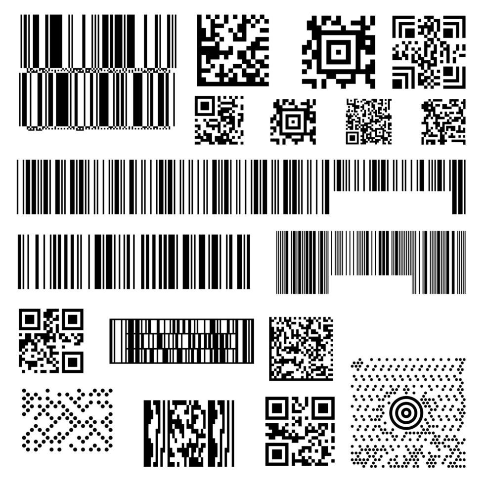 conjunto de modelos abstratos de código de barras de código de barras de scanner vetor