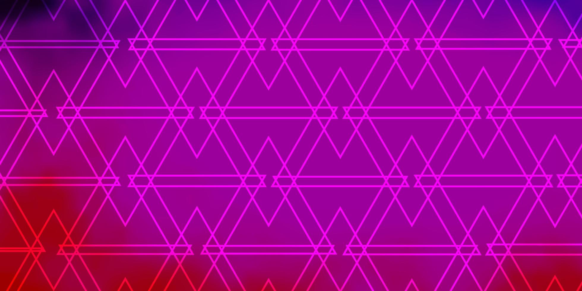 pano de fundo vector rosa roxo claro com linhas e triângulos