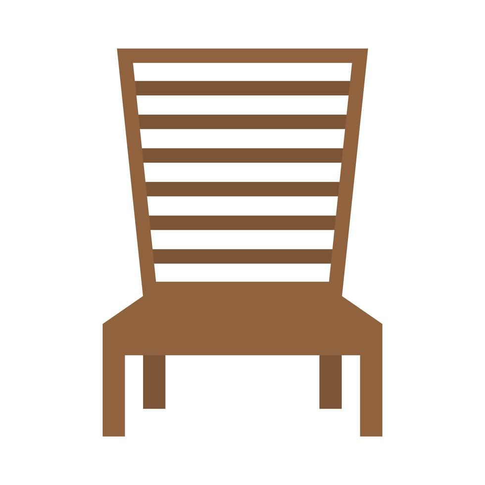 ícone isolado de cadeira de praia de madeira vetor