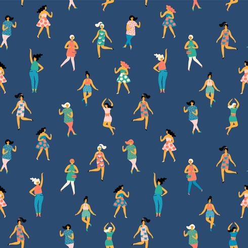 Ilustração do vetor de mulheres da dança Padrão sem emenda