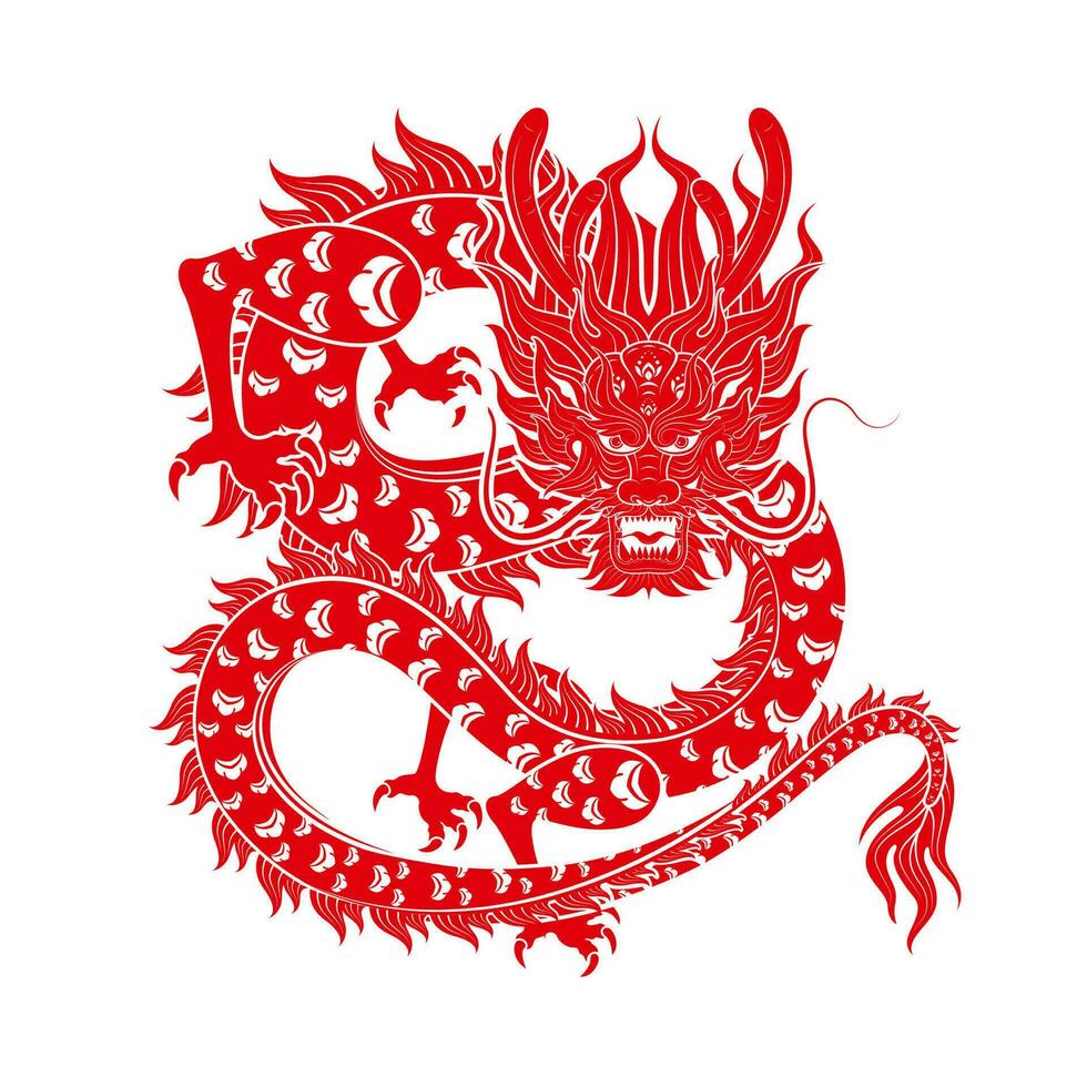 tradicional chinês Dragão. isolado em branco fundo para cartão Projeto impressão meios de comunicação ou festival. China lunar calendário animal feliz Novo ano. vetor ilustração.