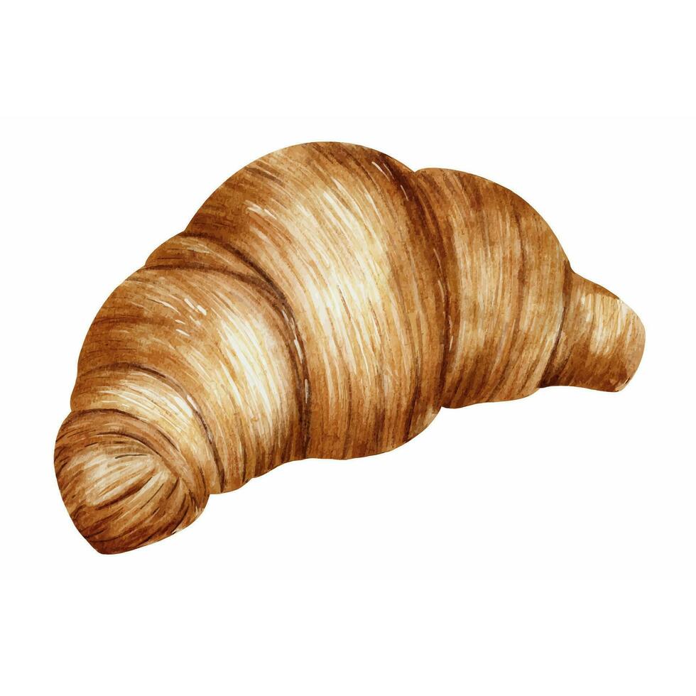 croissant. padaria Comida conceito. aguarela ilustração. isolado. padaria produtos. para Projeto do etiquetas e embalagem do bens, cartões, logotipo para a padaria e Padaria. vetor