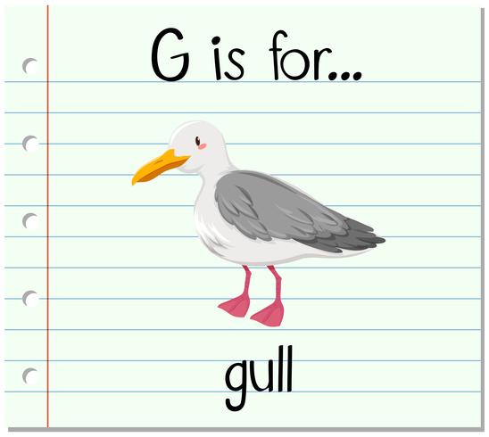 Cartão de memória letra G é para gaivota vetor