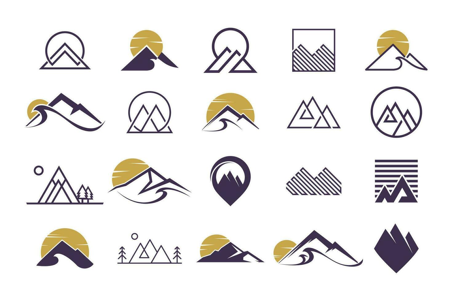 montanha logotipo Projeto vetor coleção com criativo elemento conceito