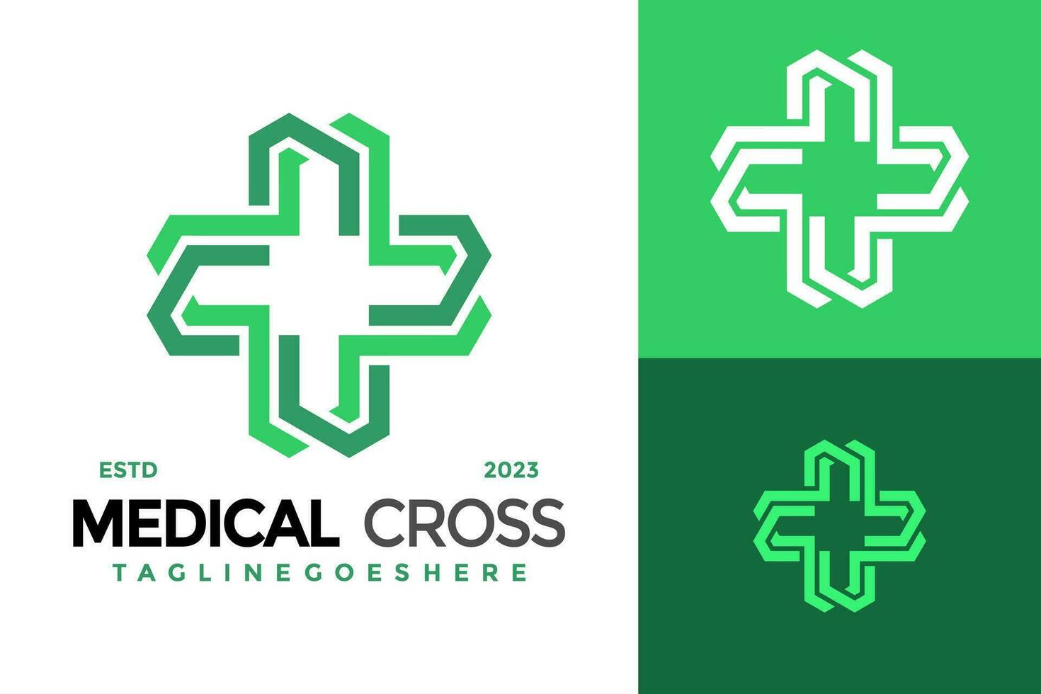 médico Cruz logotipo Projeto vetor símbolo ícone ilustração