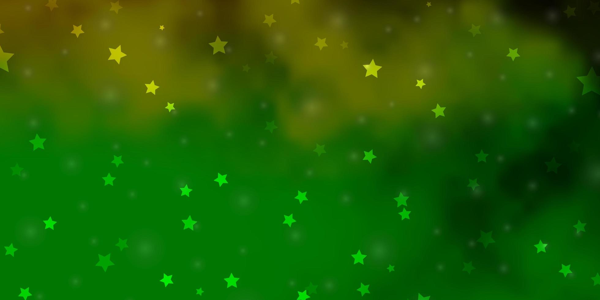 modelo de vetor verde e amarelo claro com estrelas de néon.