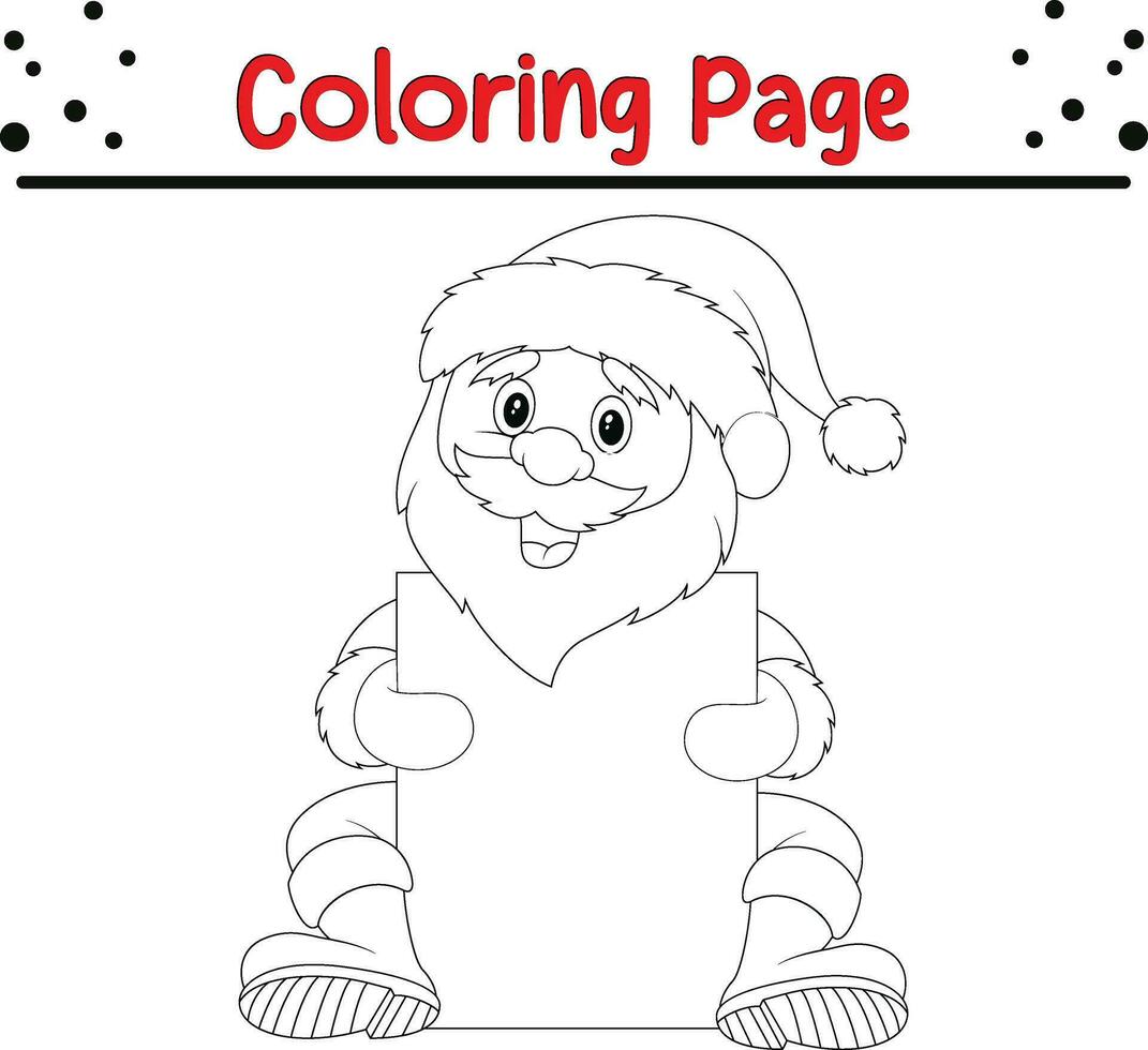 feliz santa coloração página. Natal coloração livro para crianças. vetor