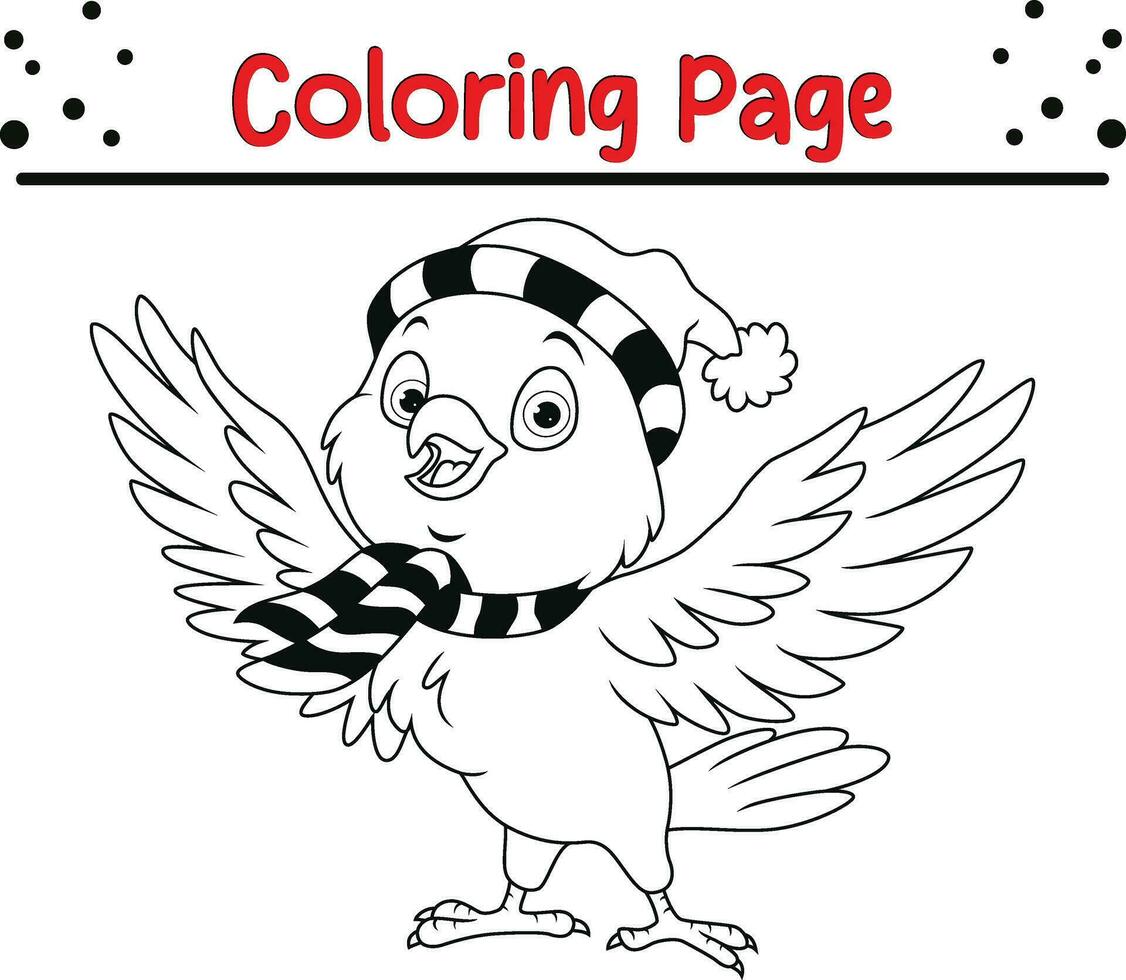 Natal pássaro coloração página para crianças vetor