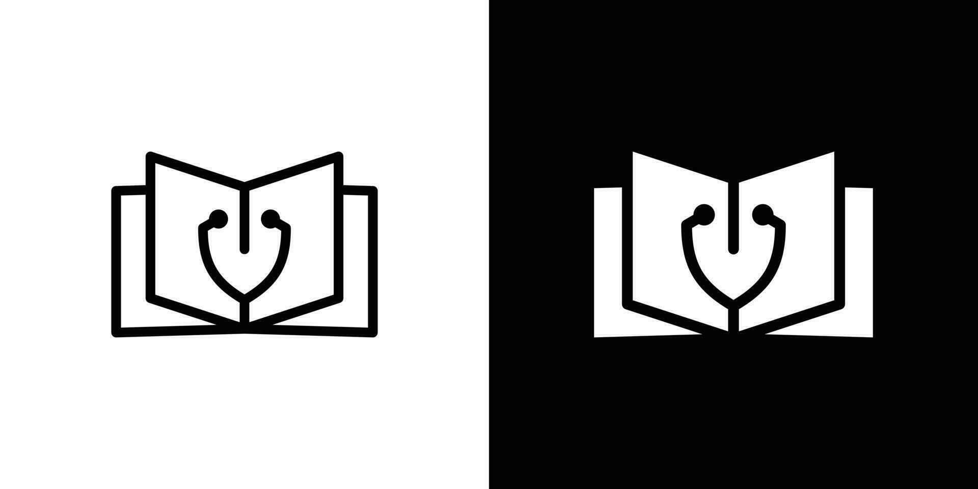 livro e estetoscópio logotipo criativo linha Projeto ícone vetor ilustração