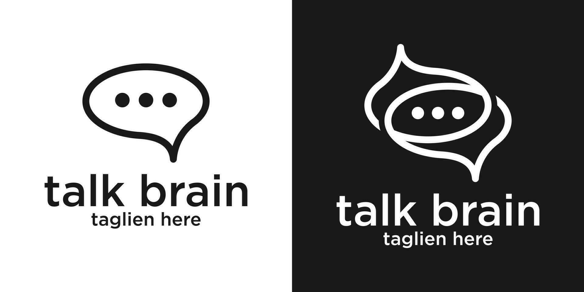 conversa e cérebro logotipo Projeto linha ícone vetor ilustração