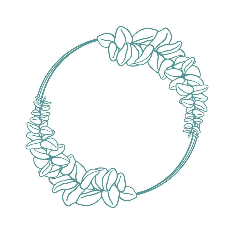 mão desenhado eucalipto guirlanda. minimalista linha arte floral elegante ilustração. vetor