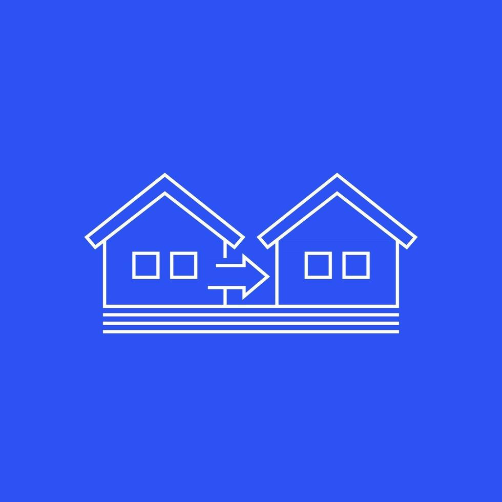 ícone de remoção com duas casas, desenho linear vetor