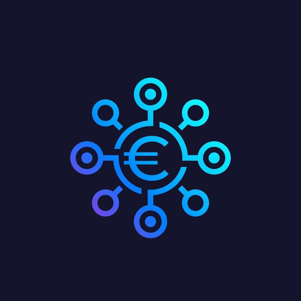 ícone de diversificação financeira com euro vetor