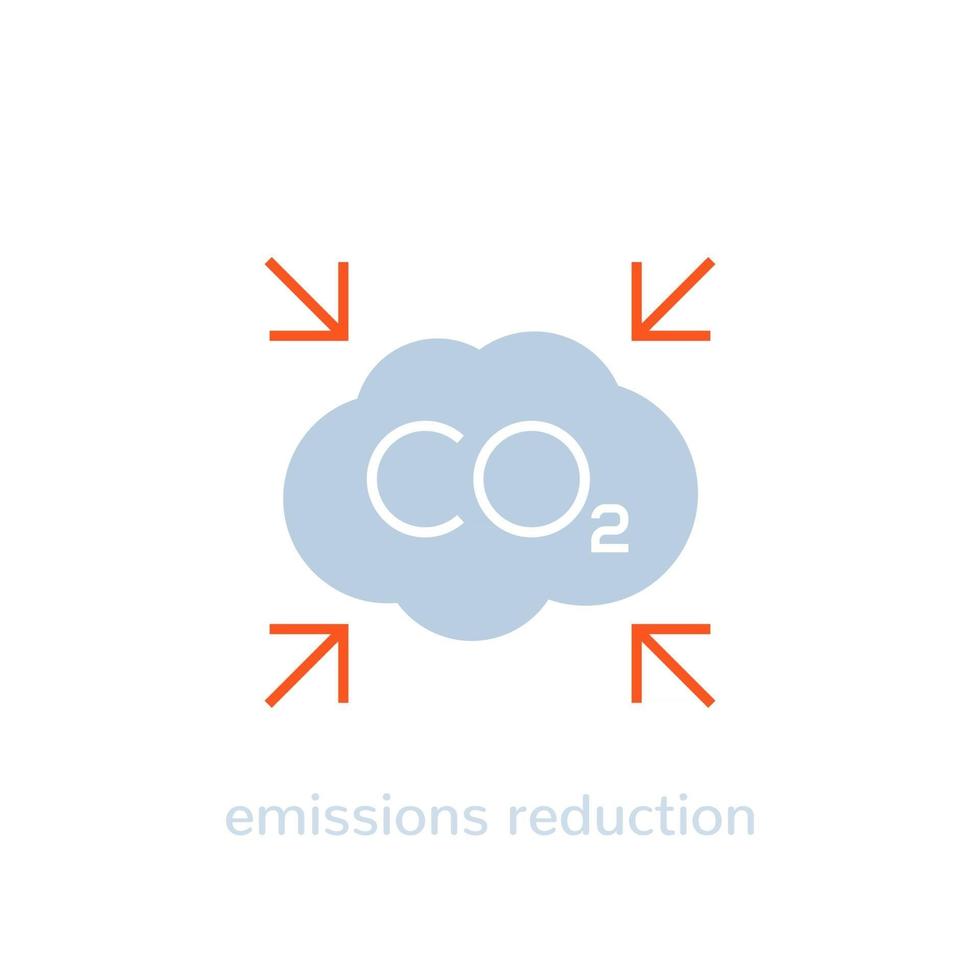 co2, ícone do vetor de redução de emissões em branco