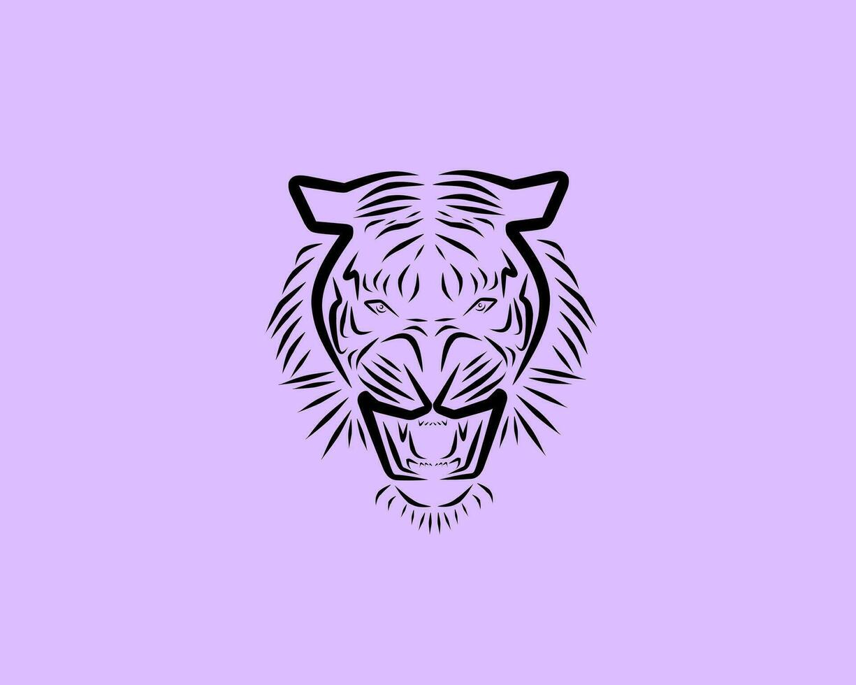 tigre vetor ilustração, único criativo Projeto arte, simples com abstrato linhas, bravo e arrojado tigre face.