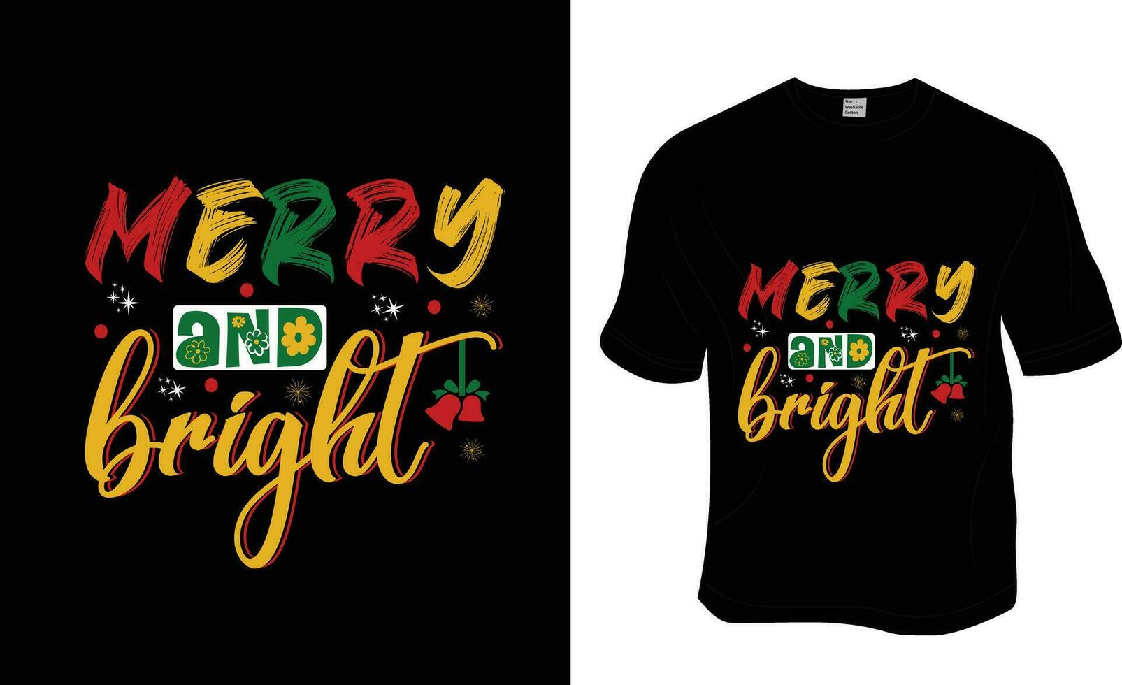 alegre e brilhante, Natal camiseta Projeto. pronto para impressão para vestuário, poster, e ilustração. moderno, simples, letras camiseta vetor
