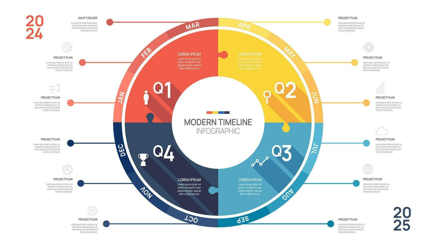 o negócio estrada mapa Linha do tempo infográfico quebra-cabeças modelo. moderno Marco histórico elemento Linha do tempo diagrama calendário e 4 trimestre tópicos, pode estar usava para vetor infográfico