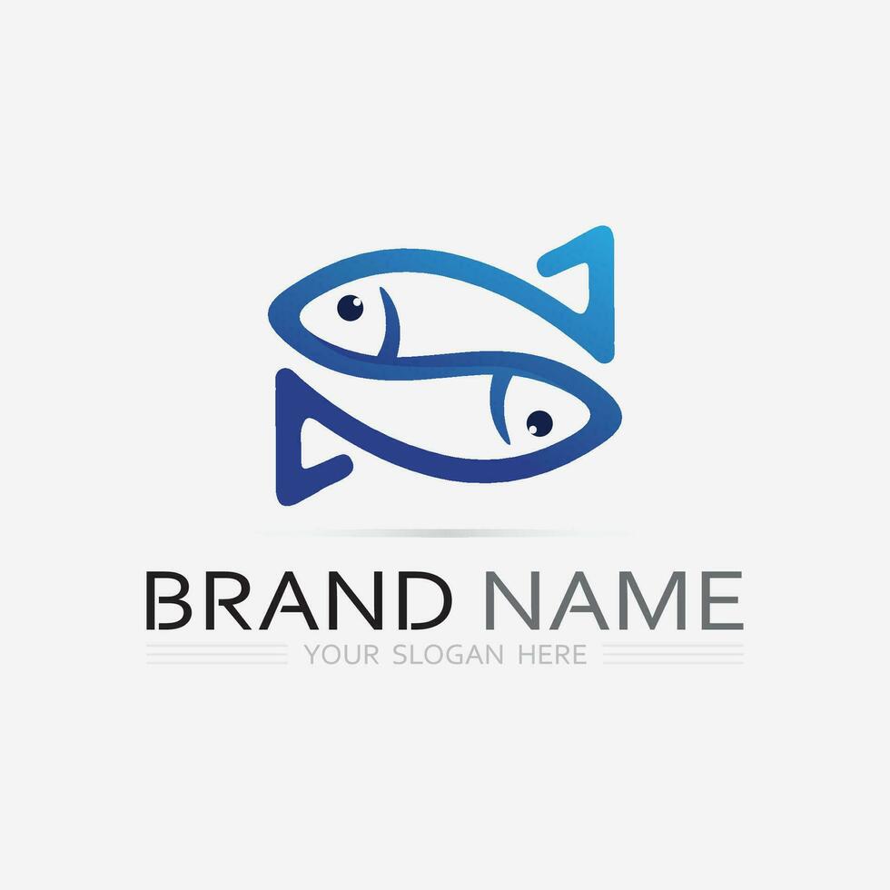 modelo de logotipo de design de ícone abstrato de peixe, símbolo de vetor criativo do clube de pesca ou loja online.