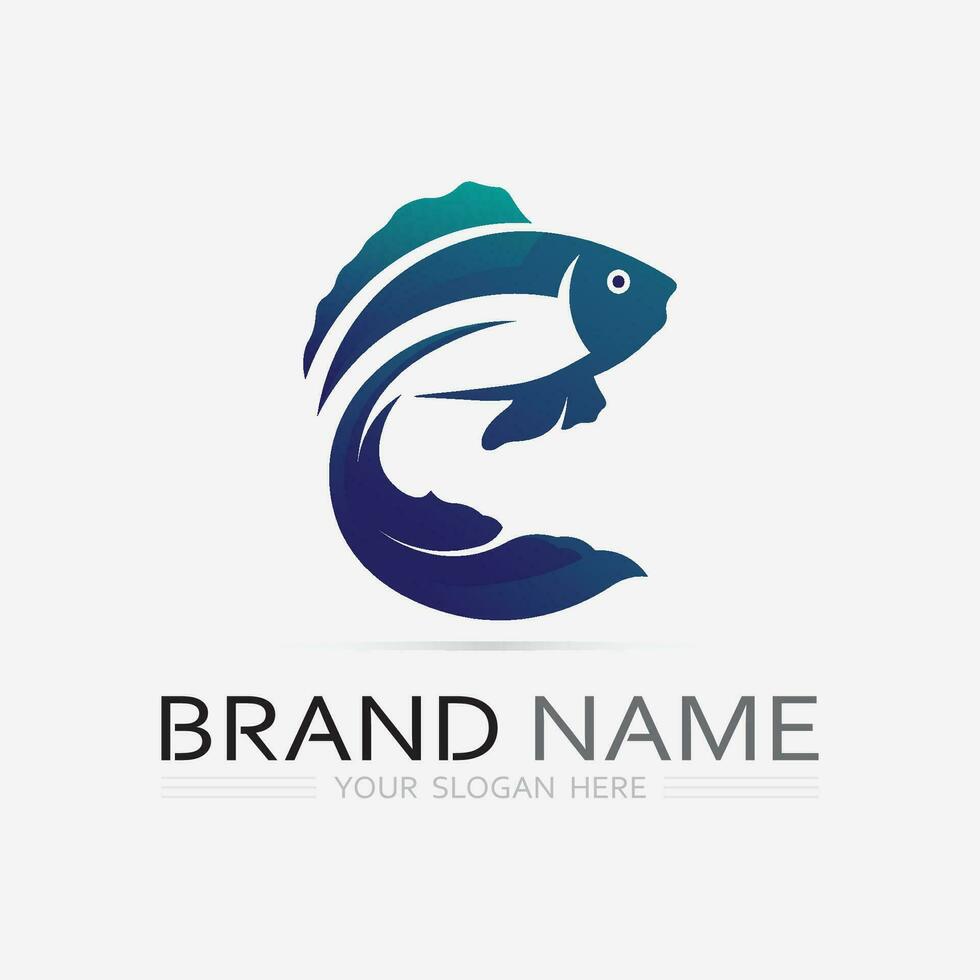 modelo de logotipo de design de ícone abstrato de peixe, símbolo de vetor criativo do clube de pesca ou loja online.