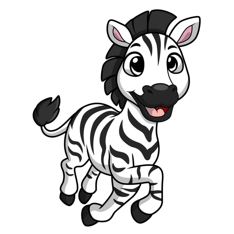 fofa pequeno zebra desenho animado em branco fundo vetor
