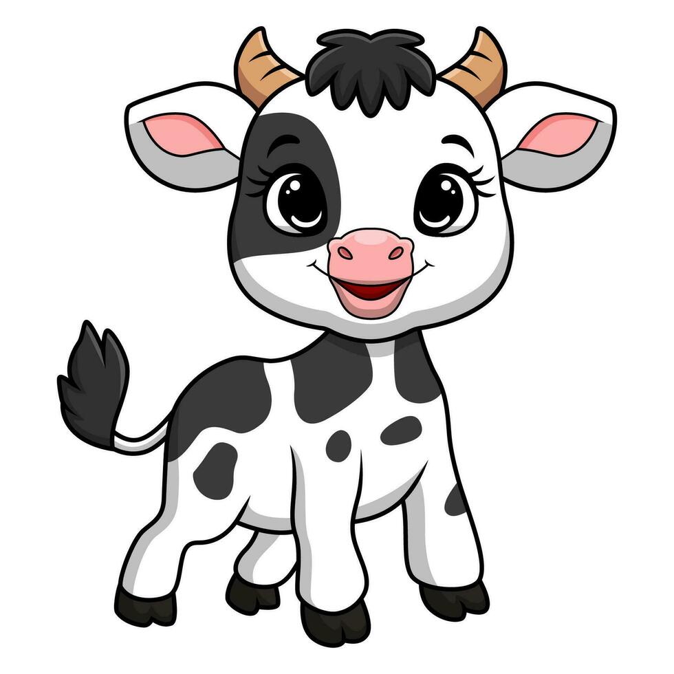 fofa pequeno vaca desenho animado em branco fundo vetor