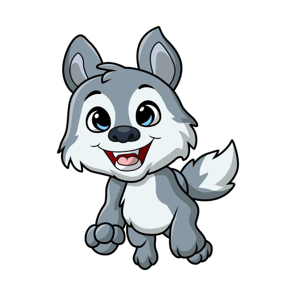 fofa pequeno Lobo desenho animado em branco fundo vetor