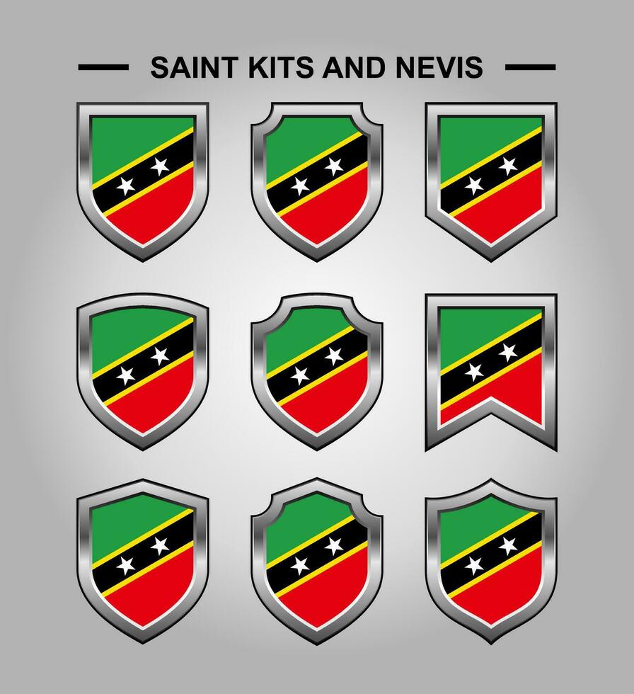 santo kits e nevis nacional emblemas bandeira com luxo escudo vetor