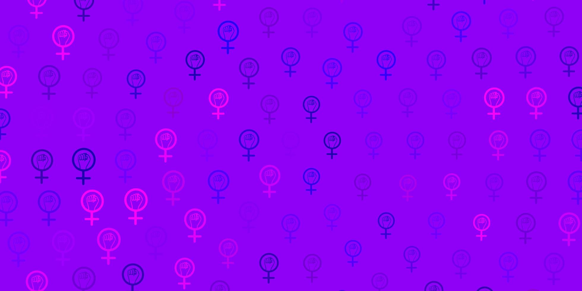 padrão de vetor roxo claro com elementos do feminismo.