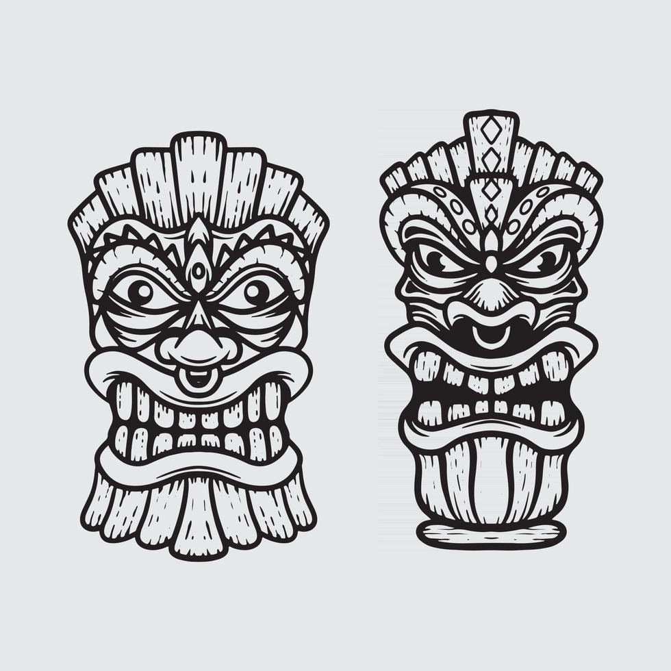 conjunto de desenho tiki vetor