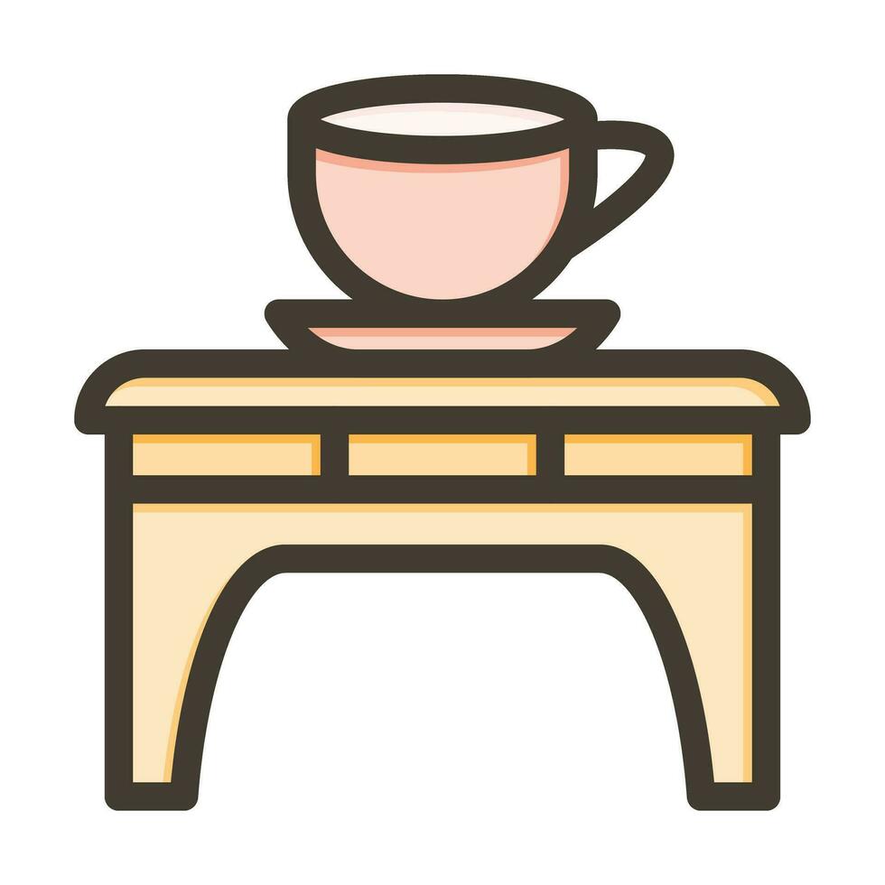 café mesa vetor Grosso linha preenchidas cores ícone para pessoal e comercial usar.