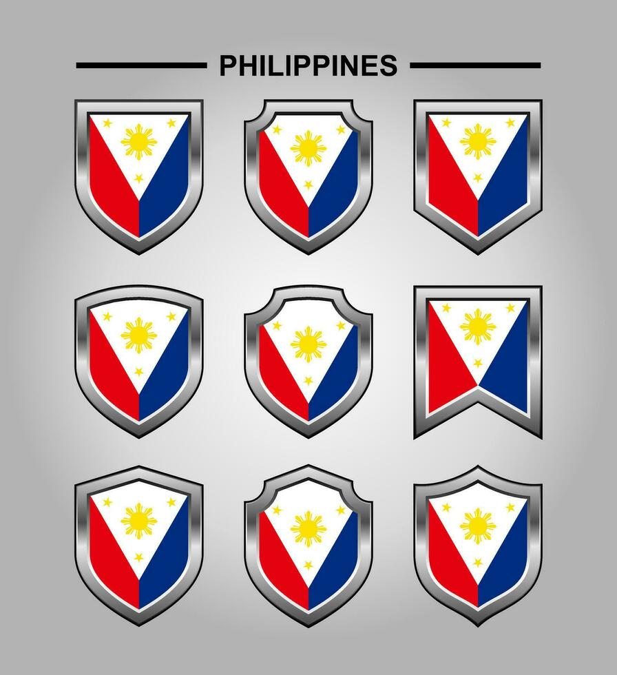 Filipinas nacional emblemas bandeira com luxo escudo vetor