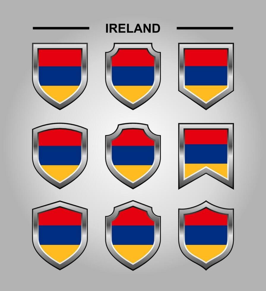 Irlanda nacional emblemas bandeira com luxo escudo vetor