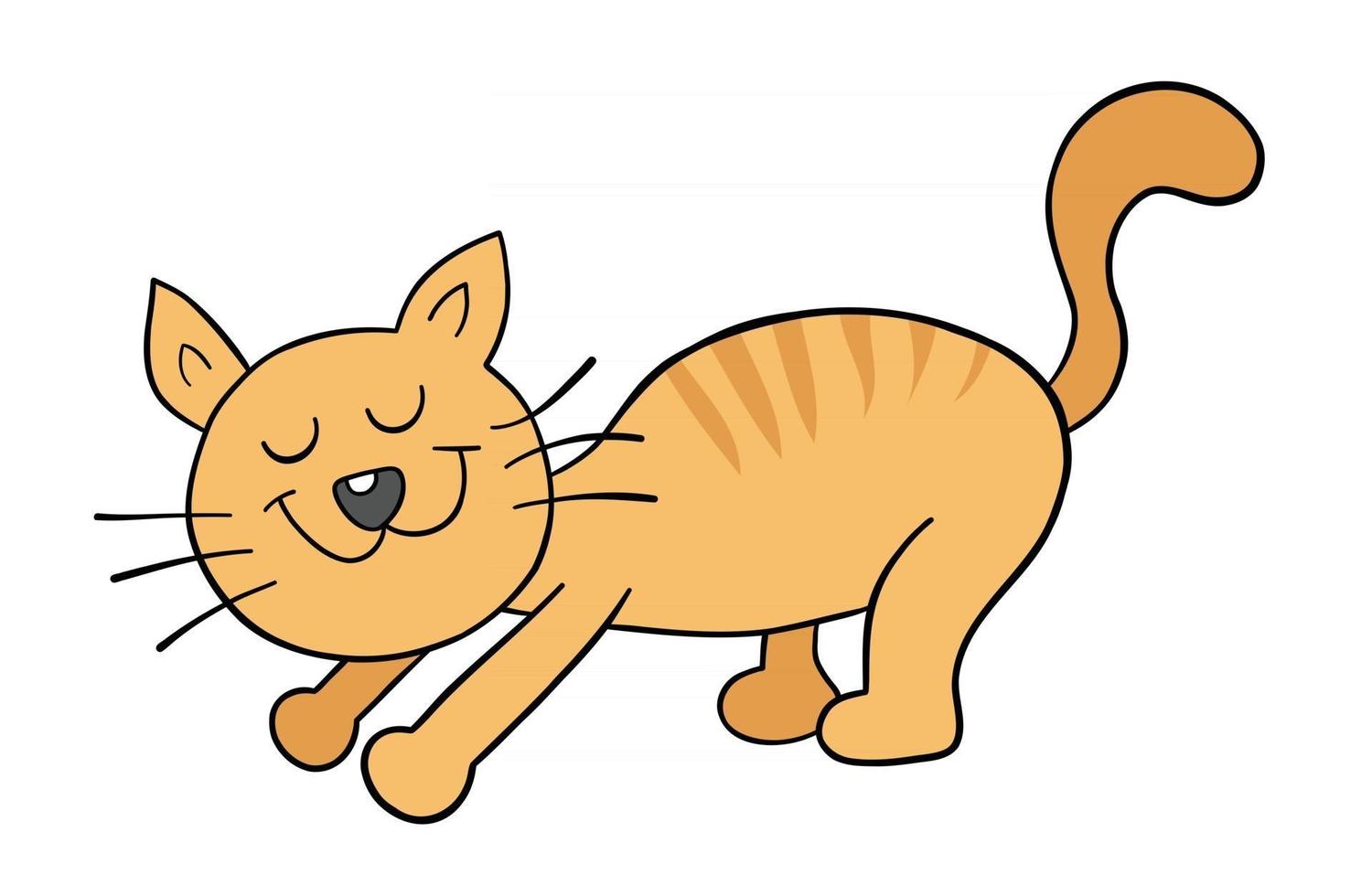 desenho animado gato está se alongando, ilustração vetorial vetor