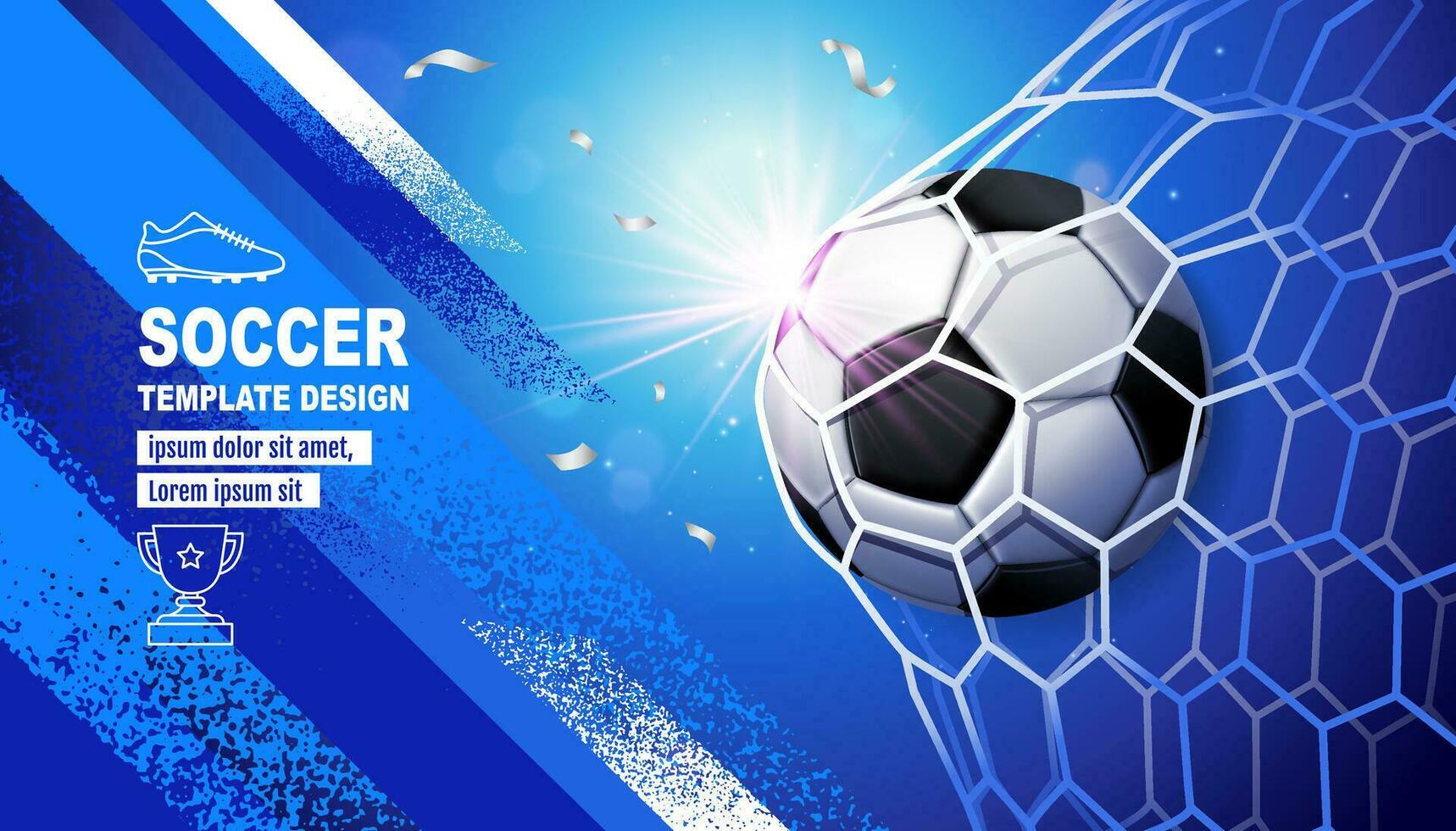 futebol modelo Projeto , futebol bandeira, esporte disposição projeto, azul tema vetor
