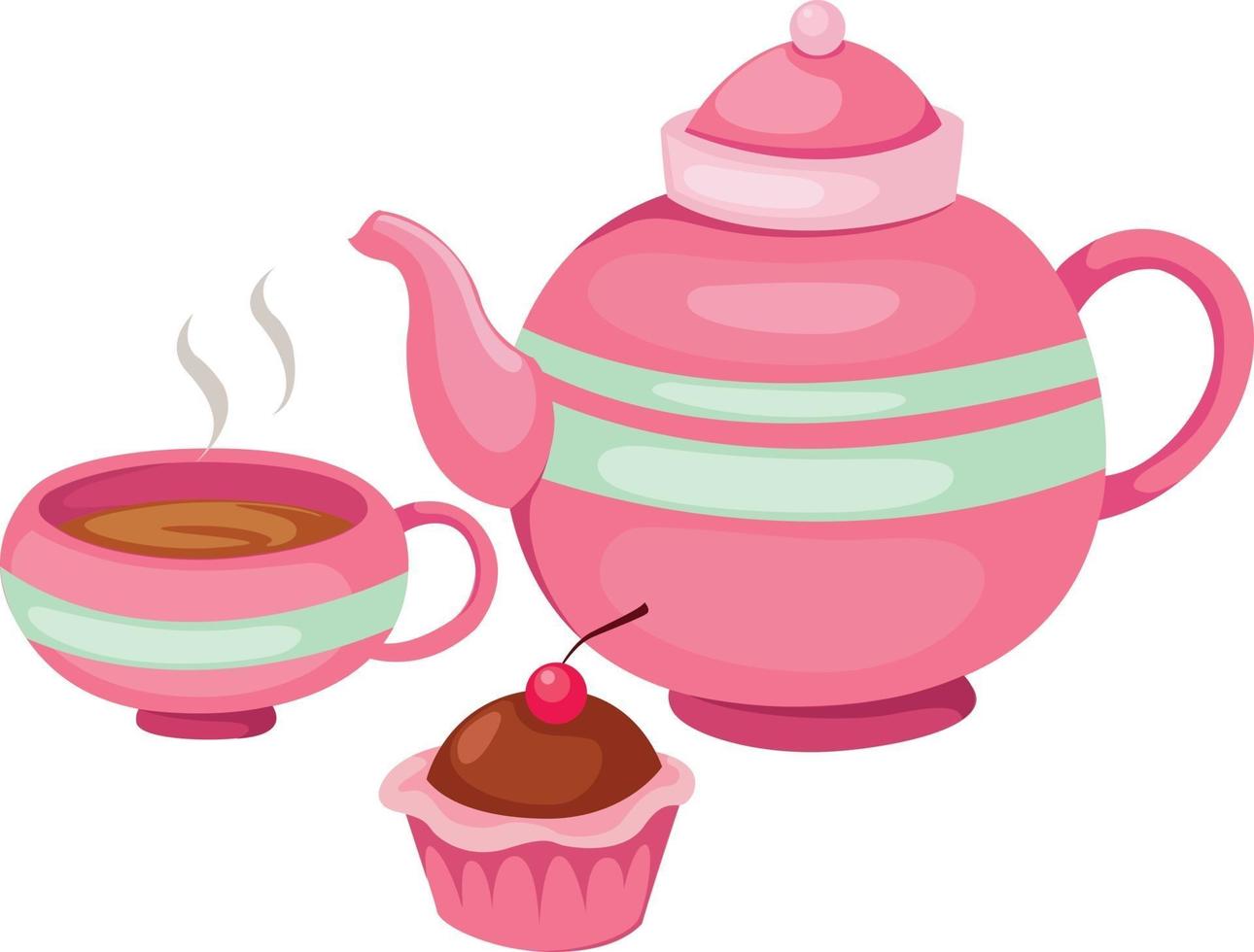 ilustração de conjunto de bule de chá isolado vetor