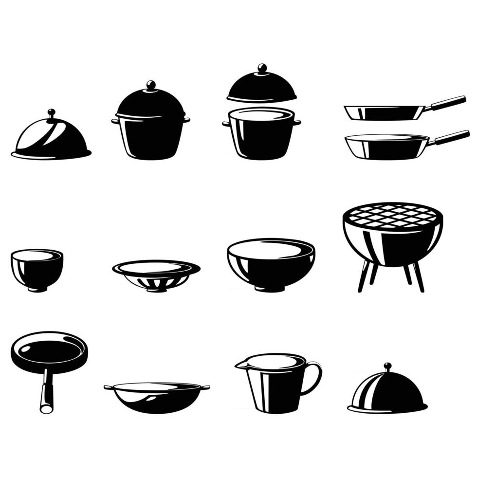 ilustração de conjunto isolado de utensílios de cozinha vetor