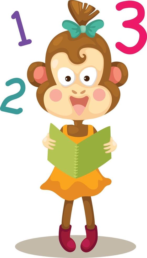 ilustração de macaco lendo um livro vetor