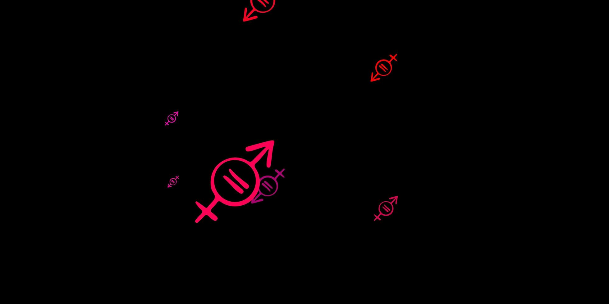 padrão de vetor roxo e rosa escuro com elementos do feminismo.