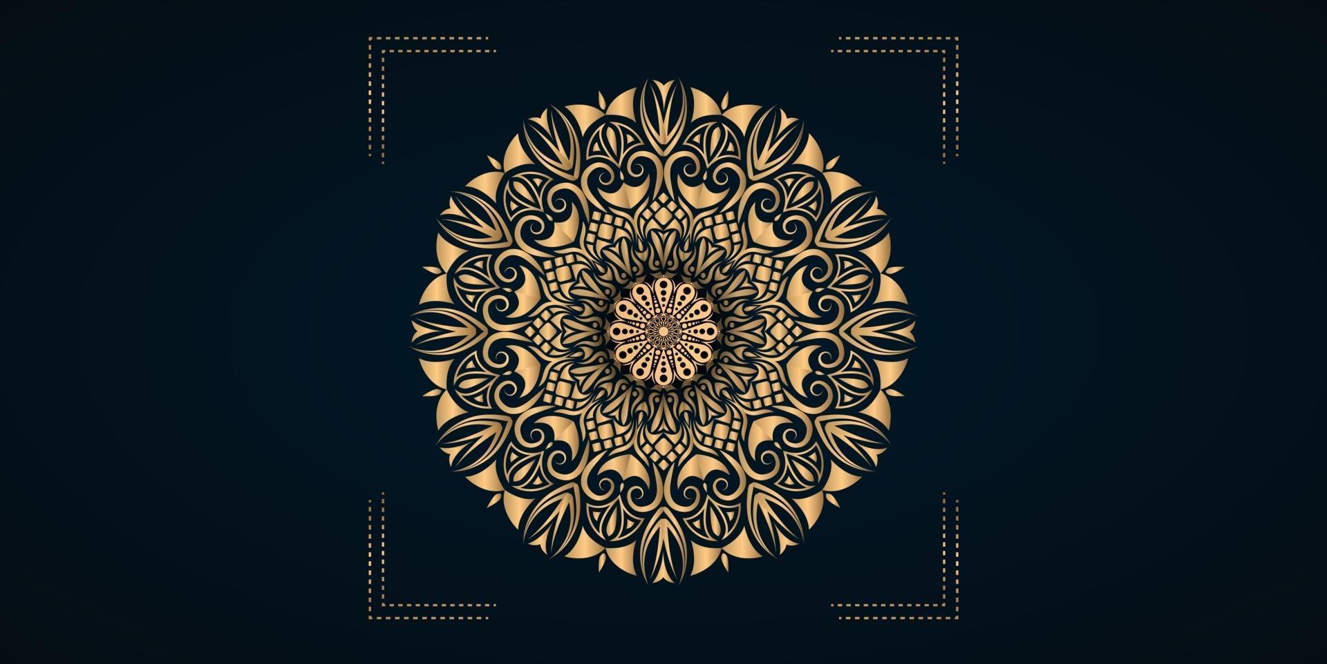 Fundo de desenho de mandala ornamental de luxo na cor ouro vetor