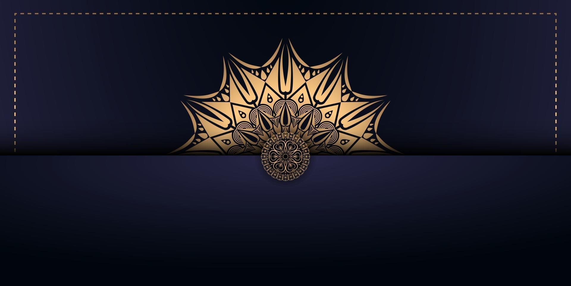 Fundo de desenho de mandala ornamental de luxo na cor ouro vetor
