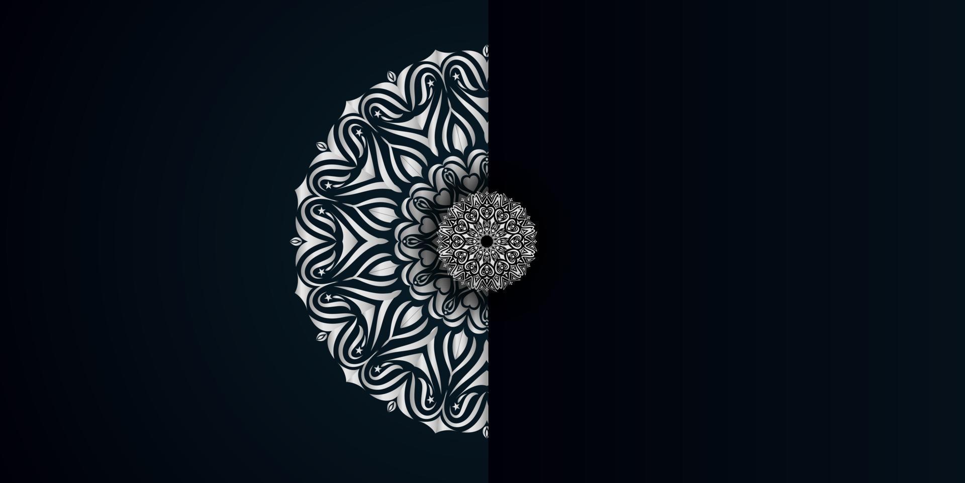 Fundo de desenho de mandala ornamental de luxo com cor prata vetor