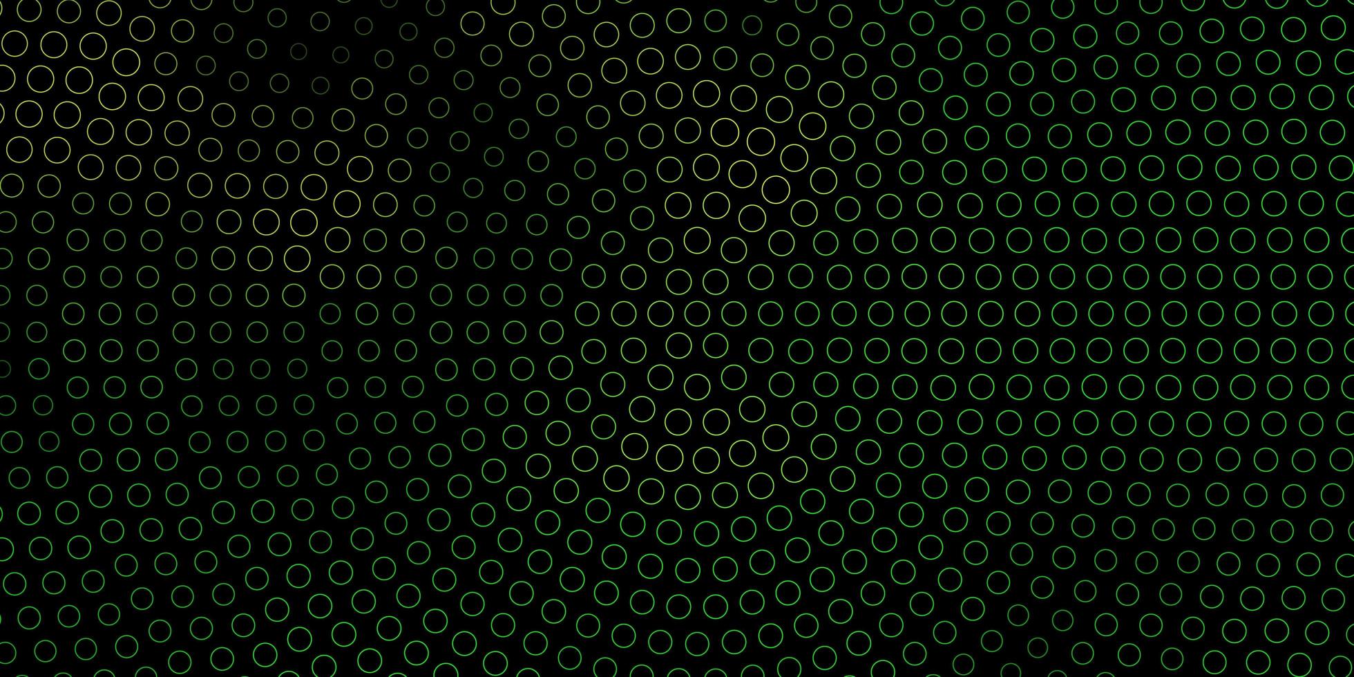 layout de vetor verde escuro e amarelo com formas de círculo.
