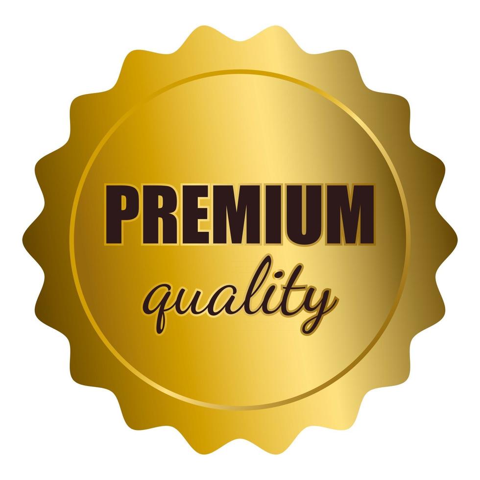 selo dourado com texto de qualidade premium vetor